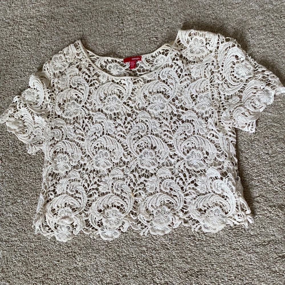 Cream crochet crop top